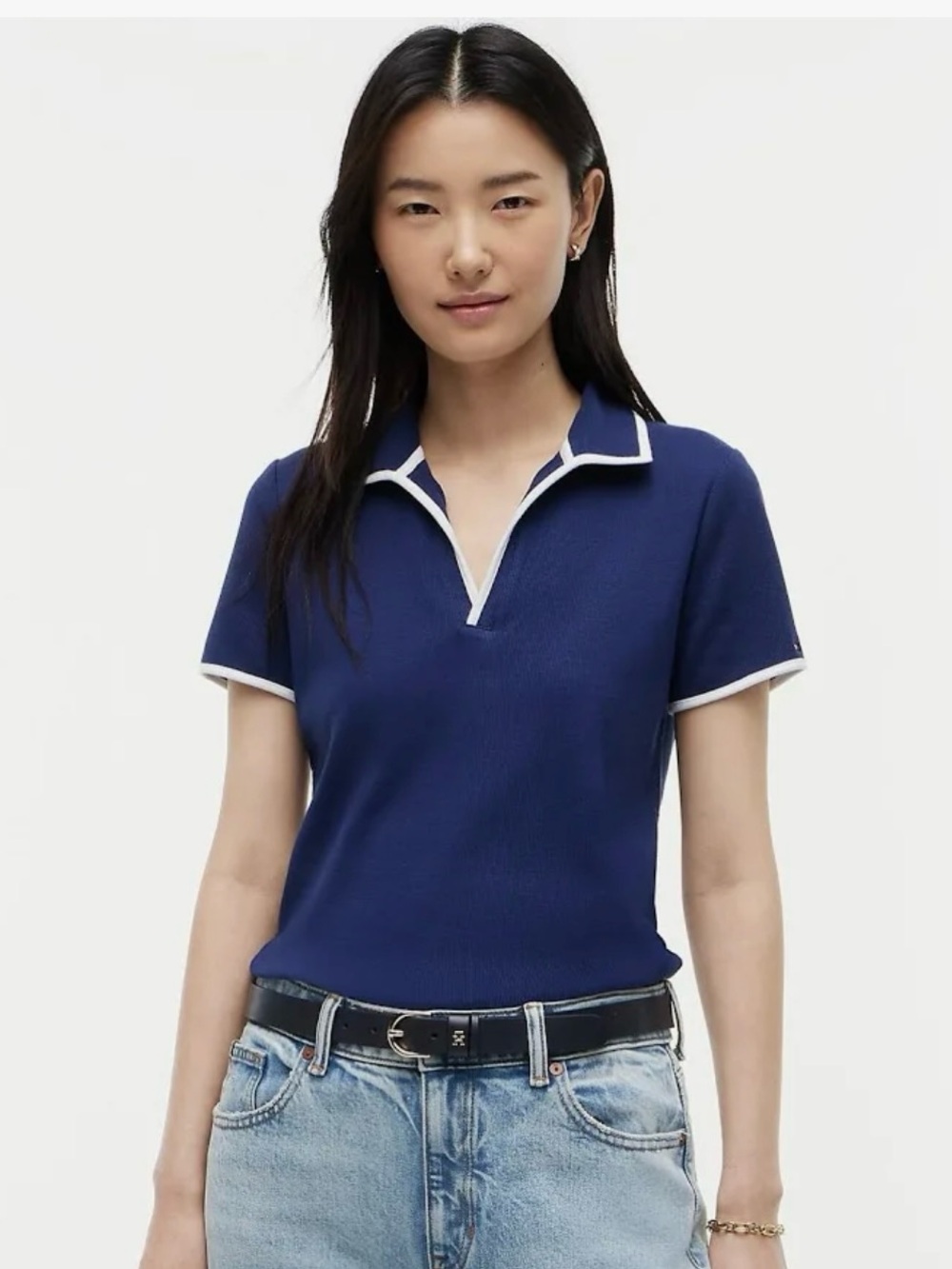 Tommy Hilfiger Navy Polo with White Contrast Trim